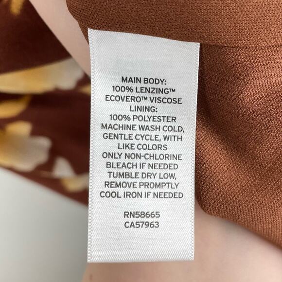 BP Nordstrom Halter Midi Dress In Brown Ivory Floral Size S Sundress Sleeveless - Picture 9 of 9